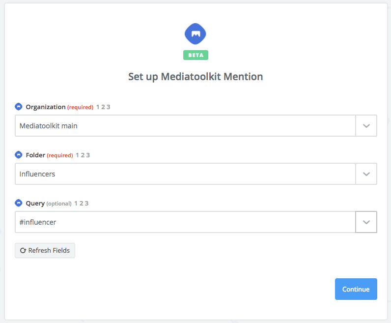Example: Trigger set up for keyword #influencer: